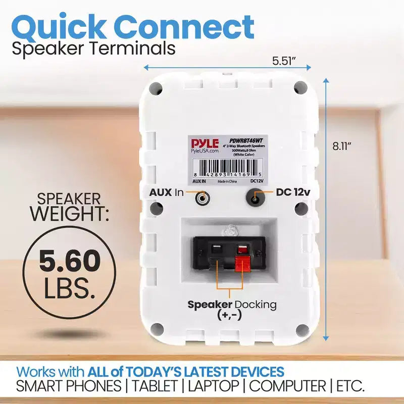 Sistema di Altoparlanti Bluetooth da Esterno Impermeabile Pyle da 300W - PDWRBT46WT