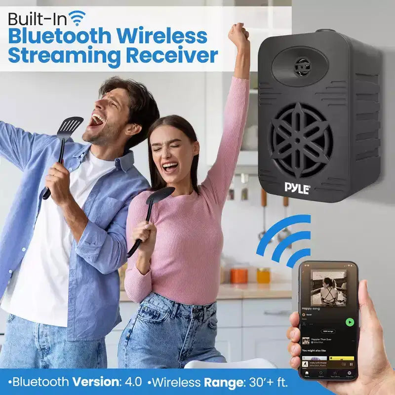 Pyle 5.25 Waterproof Bluetooth Outdoor Speaker System - Black, 500W Wireless, Wall Mountable
