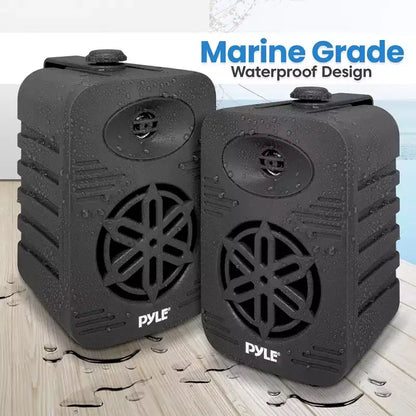 Pyle 5.25 Waterproof Bluetooth Outdoor Speaker System - Black, 500W Wireless, Wall Mountable