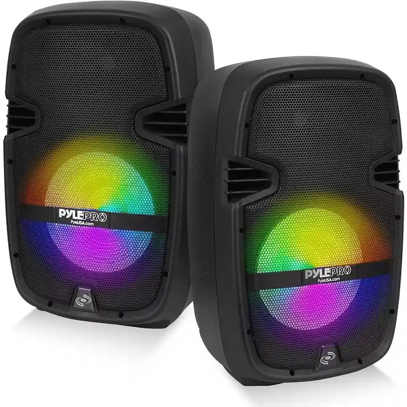 Pyle 10 Bluetooth PA Speaker & DJ Mixer Kit with LED Lights, 8-Ch. Mixer, and Microphone - PPHP210AMX