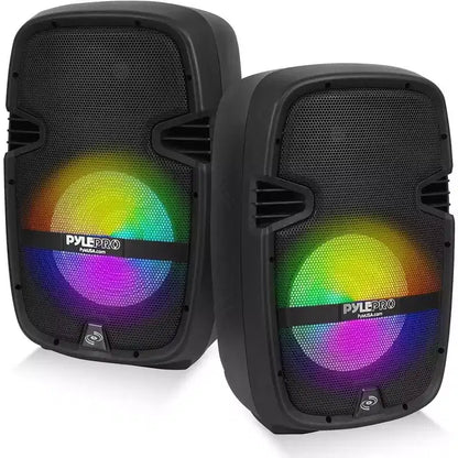 Pyle 10 Bluetooth PA Speaker & DJ Mixer Kit with LED Lights, 8-Ch. Mixer, and Microphone - PPHP210AMX