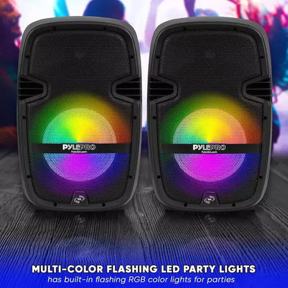 Pyle 10 Bluetooth PA Speaker & DJ Mixer Kit with LED Lights, 8-Ch. Mixer, and Microphone - PPHP210AMX