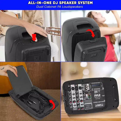Pyle 10 Bluetooth PA Speaker & DJ Mixer Kit with LED Lights, 8-Ch. Mixer, and Microphone - PPHP210AMX