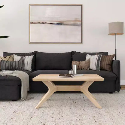 Plank+Beam Solid Wood Cross Leg Rectangular Coffee Table, 40 Coffee Table for Living Room