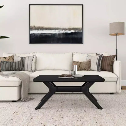 Plank+Beam Solid Wood Cross Leg Rectangular Coffee Table, 40 Coffee Table for Living Room