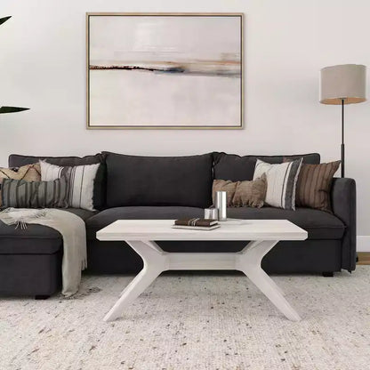 Plank+Beam Solid Wood Cross Leg Rectangular Coffee Table, 40 Coffee Table for Living Room