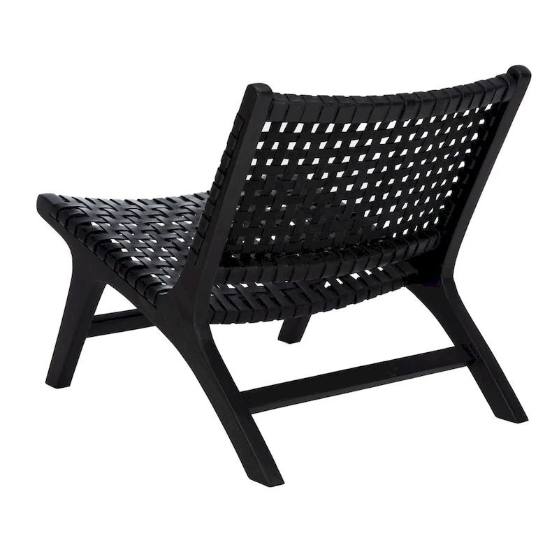 SAFAVIEH Theodora Leather Woven Accent Chair - 25.2  W x 31.5  L x 26.8  H - 25Wx31Dx27H