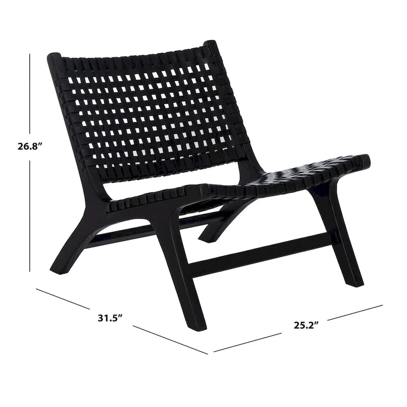 SAFAVIEH Theodora Leather Woven Accent Chair - 25.2  W x 31.5  L x 26.8  H - 25Wx31Dx27H