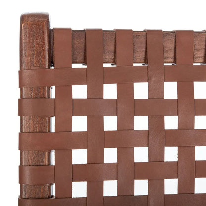 SAFAVIEH Theodora Leather Woven Accent Chair - 25.2  W x 31.5  L x 26.8  H - 25Wx31Dx27H