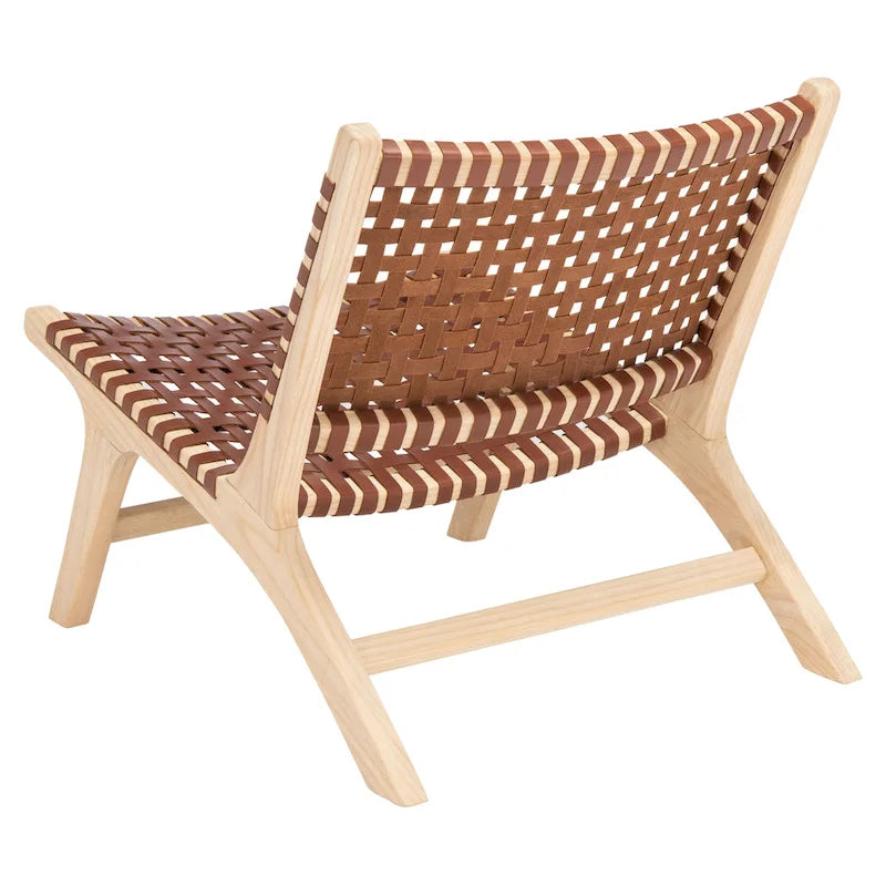 SAFAVIEH Theodora Leather Woven Accent Chair - 25.2  W x 31.5  L x 26.8  H - 25Wx31Dx27H