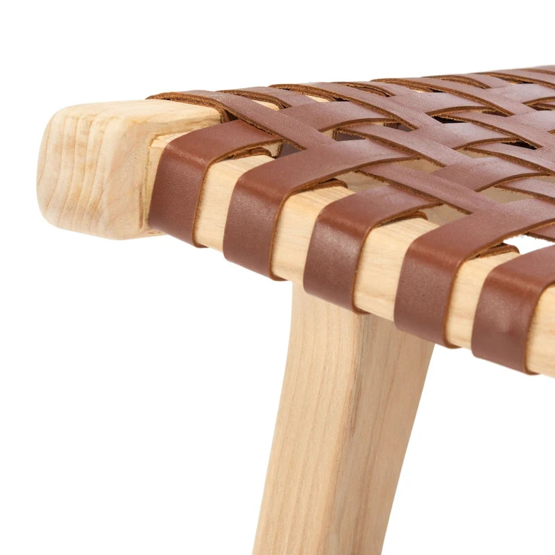 SAFAVIEH Theodora Leather Woven Accent Chair - 25.2  W x 31.5  L x 26.8  H - 25Wx31Dx27H