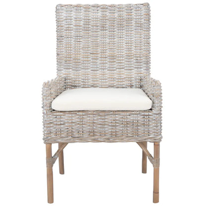 SAFAVIEH Winnifred Coastal Rattan Accent Chair with Cushion - 18.5  W x 22.8  L x 38.2  H - 19Wx23Dx38H