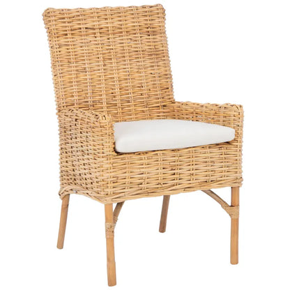 SAFAVIEH Winnifred Coastal Rattan Accent Chair with Cushion - 18.5  W x 22.8  L x 38.2  H - 19Wx23Dx38H