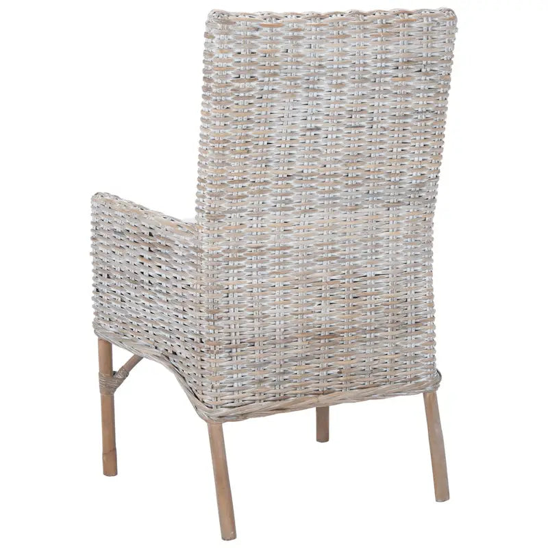 SAFAVIEH Winnifred Coastal Rattan Accent Chair with Cushion - 18.5  W x 22.8  L x 38.2  H - 19Wx23Dx38H