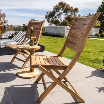 Nordic Teak Natural Outdoor Patio Folding Chair - Beige