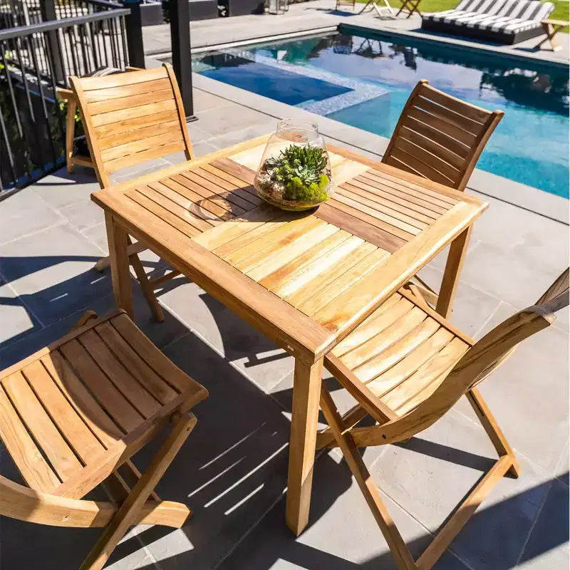 Nordic Teak Natural Outdoor Patio Folding Chair - Beige
