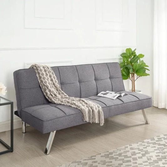 Madison Modern Comfort Futon Sofa Bed, Tufted, Convertible, Linen Fabric, 750 lbs Weight Capacity