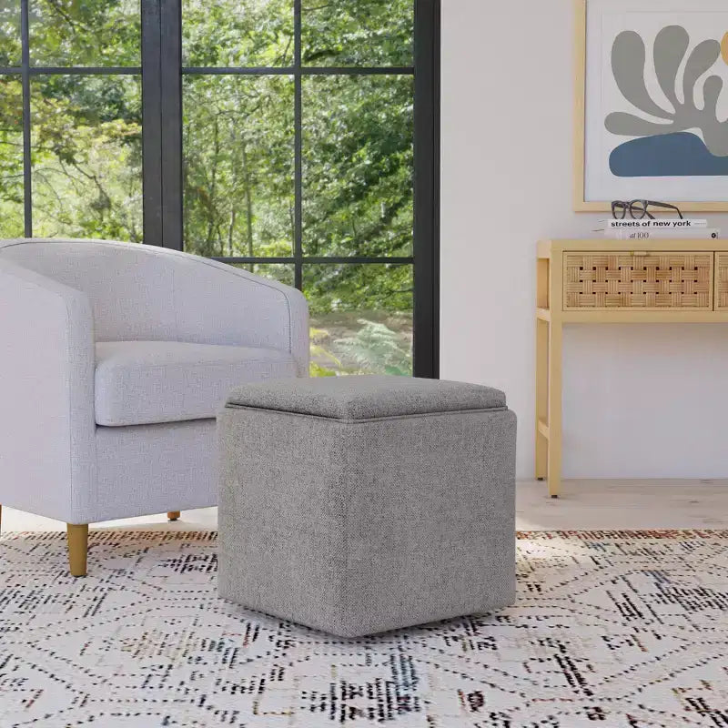 Pouf contenitore HomePop con coperchio a vassoio