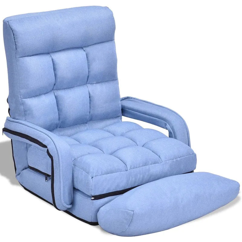Folding Lazy Floor Chair Sofa with Armrests and Pillow - 22  x 26  x 29  (L x W x H)