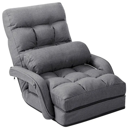 Folding Lazy Floor Chair Sofa with Armrests and Pillow - 22  x 26  x 29  (L x W x H)