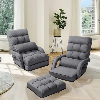 Folding Lazy Floor Chair Sofa with Armrests and Pillow - 22  x 26  x 29  (L x W x H)