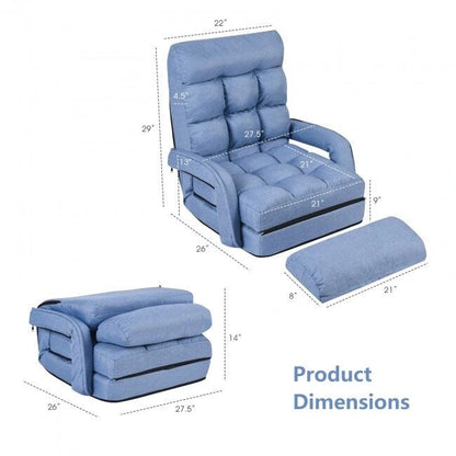 Folding Lazy Floor Chair Sofa with Armrests and Pillow - 22  x 26  x 29  (L x W x H)