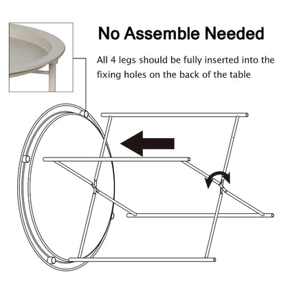 VECELO Modern Side Table with Round Removable Tray,Beige (Set of 1/Set of 2)