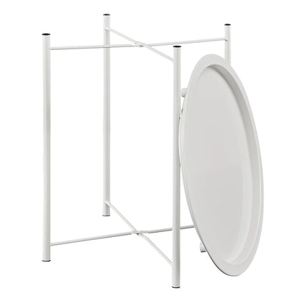 VECELO Modern Side Table with Round Removable Tray,Beige (Set of 1/Set of 2)