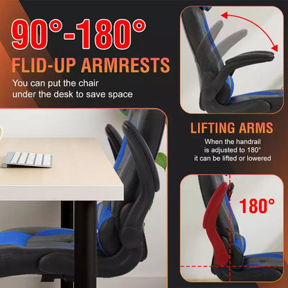 FDW PC Gaming Chair Office Chair Desk Chair with Lumbar Support Flip Up Arms Headrest