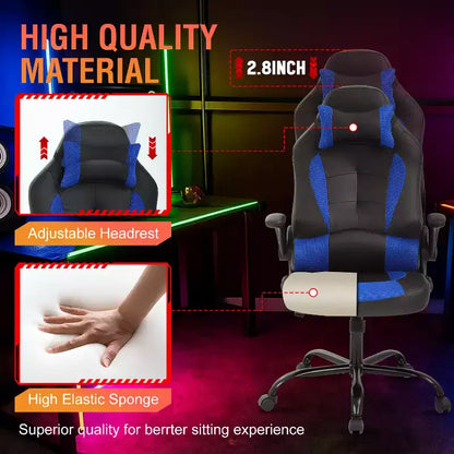 FDW PC Gaming Chair Office Chair Desk Chair with Lumbar Support Flip Up Arms Headrest
