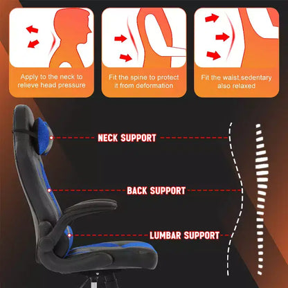 FDW PC Gaming Chair Office Chair Desk Chair with Lumbar Support Flip Up Arms Headrest