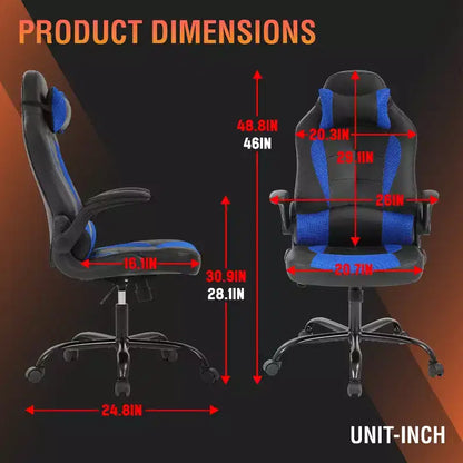 FDW PC Gaming Chair Office Chair Desk Chair with Lumbar Support Flip Up Arms Headrest