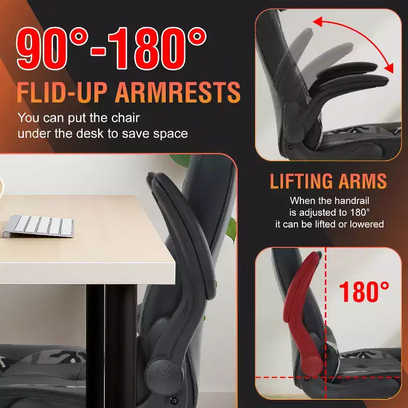 FDW PC Gaming Chair Office Chair Desk Chair with Lumbar Support Flip Up Arms Headrest