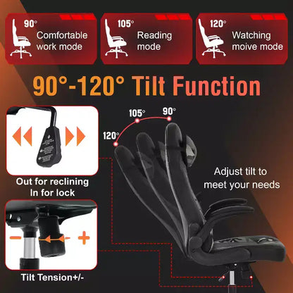 FDW PC Gaming Chair Office Chair Desk Chair with Lumbar Support Flip Up Arms Headrest