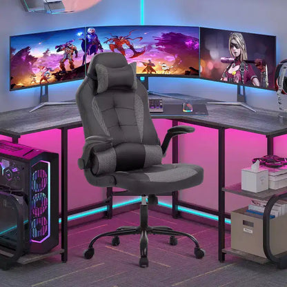 FDW PC Gaming Chair Office Chair Desk Chair with Lumbar Support Flip Up Arms Headrest