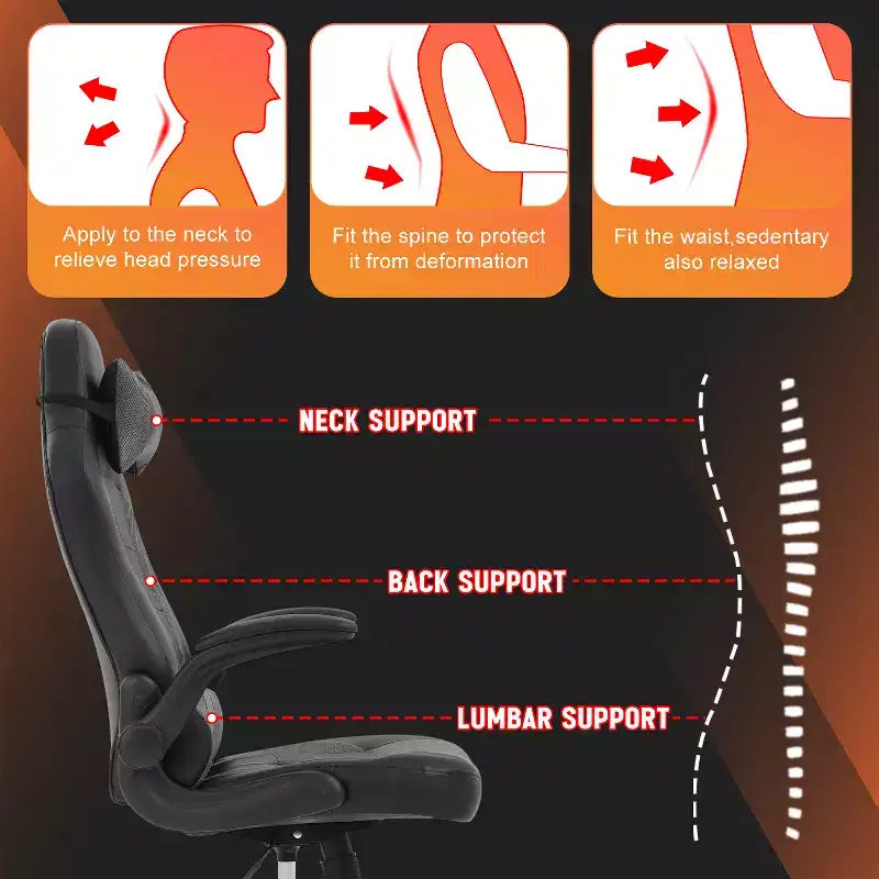 FDW PC Gaming Chair Office Chair Desk Chair with Lumbar Support Flip Up Arms Headrest