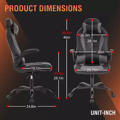 FDW PC Gaming Chair Office Chair Desk Chair with Lumbar Support Flip Up Arms Headrest