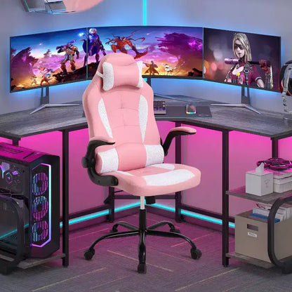 FDW PC Gaming Chair Office Chair Desk Chair with Lumbar Support Flip Up Arms Headrest