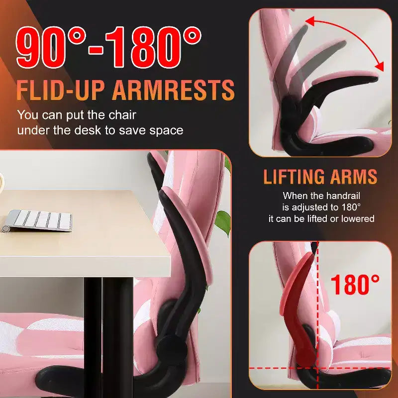 FDW PC Gaming Chair Office Chair Desk Chair with Lumbar Support Flip Up Arms Headrest