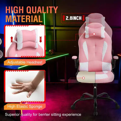 FDW PC Gaming Chair Office Chair Desk Chair with Lumbar Support Flip Up Arms Headrest