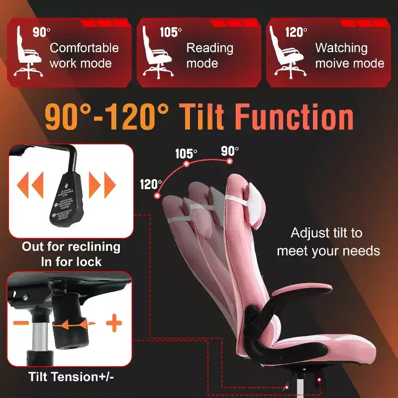FDW PC Gaming Chair Office Chair Desk Chair with Lumbar Support Flip Up Arms Headrest
