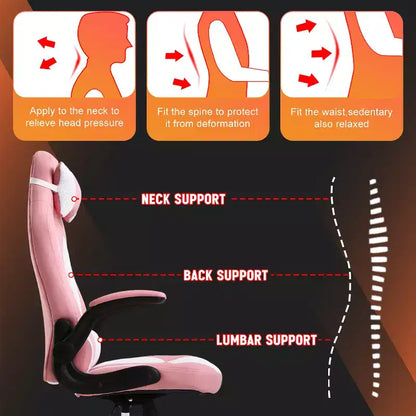FDW PC Gaming Chair Office Chair Desk Chair with Lumbar Support Flip Up Arms Headrest