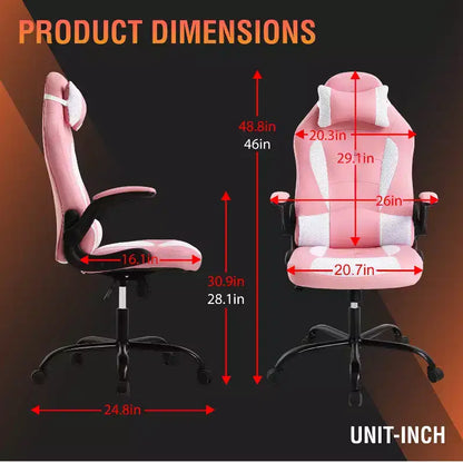 FDW PC Gaming Chair Office Chair Desk Chair with Lumbar Support Flip Up Arms Headrest