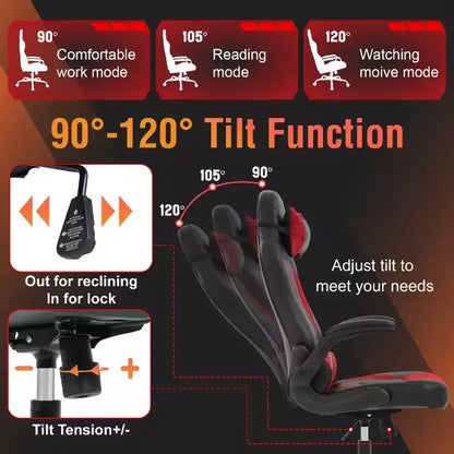 FDW PC Gaming Chair Office Chair Desk Chair with Lumbar Support Flip Up Arms Headrest