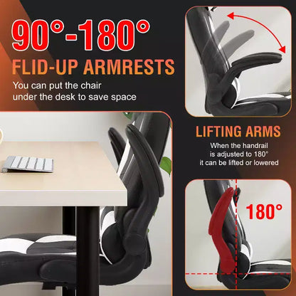 FDW PC Gaming Chair Office Chair Desk Chair with Lumbar Support Flip Up Arms Headrest