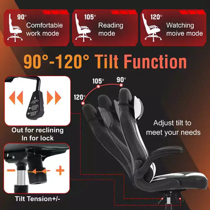 FDW PC Gaming Chair Office Chair Desk Chair with Lumbar Support Flip Up Arms Headrest