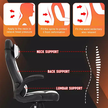 FDW PC Gaming Chair Office Chair Desk Chair with Lumbar Support Flip Up Arms Headrest