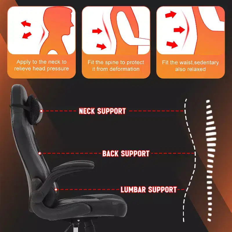FDW PC Gaming Chair Office Chair Desk Chair with Lumbar Support Flip Up Arms Headrest
