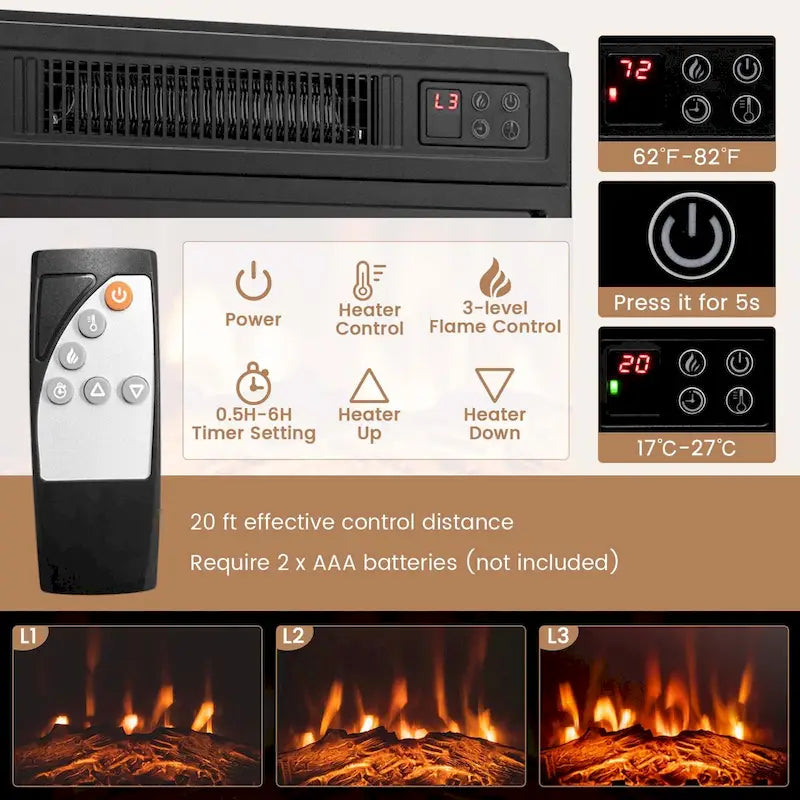 Costway Fireplace TV Stand w/ Led Lights & 18  Electric Fireplace for - See Details