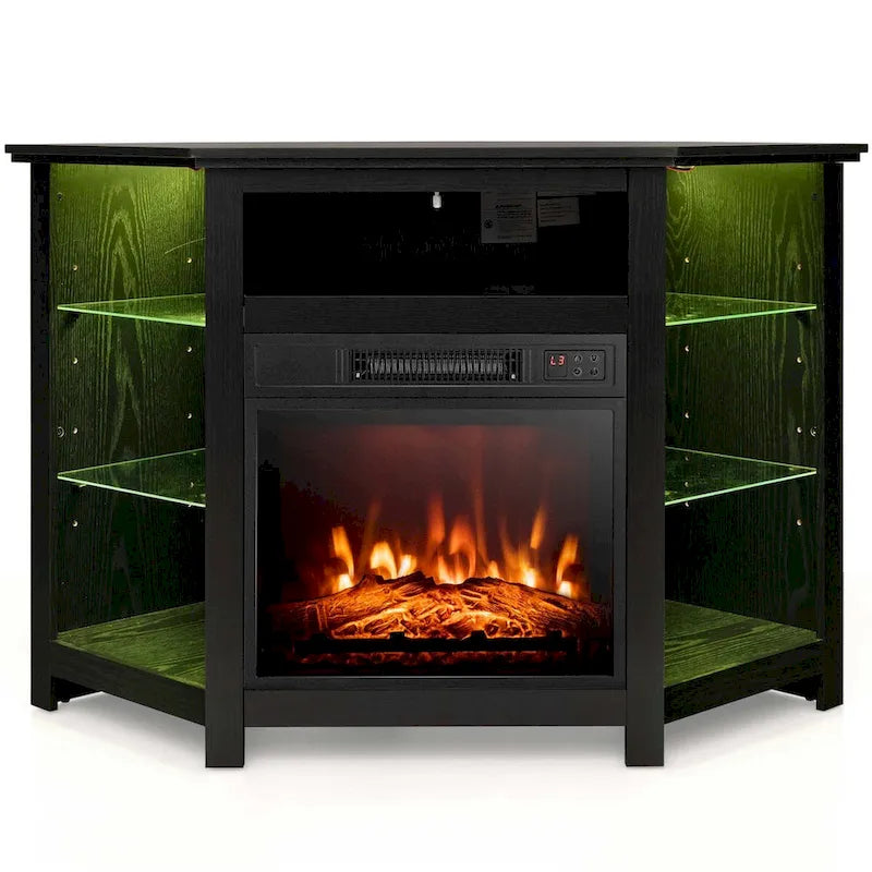 Costway Fireplace TV Stand w/ Led Lights & 18  Electric Fireplace for - See Details